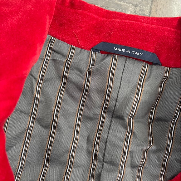 LUIGI BORRELLI women’s One Button Red Velvet Blazer Jacket Size 8 - Picture 4 of 8